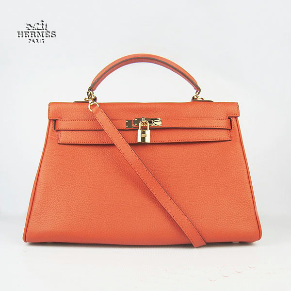 6308 Hermes Kelly 35 centimetri del Togo Leather Bag Arancione 6308 Oro Hardwar
